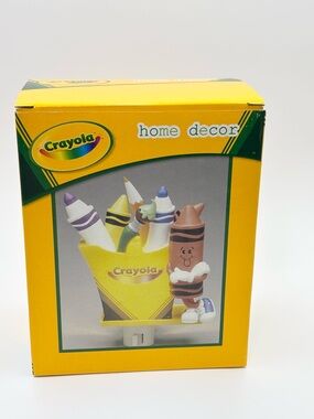 Crayola Vintage Yellow Box Night Light with Colorful Crayon Characters